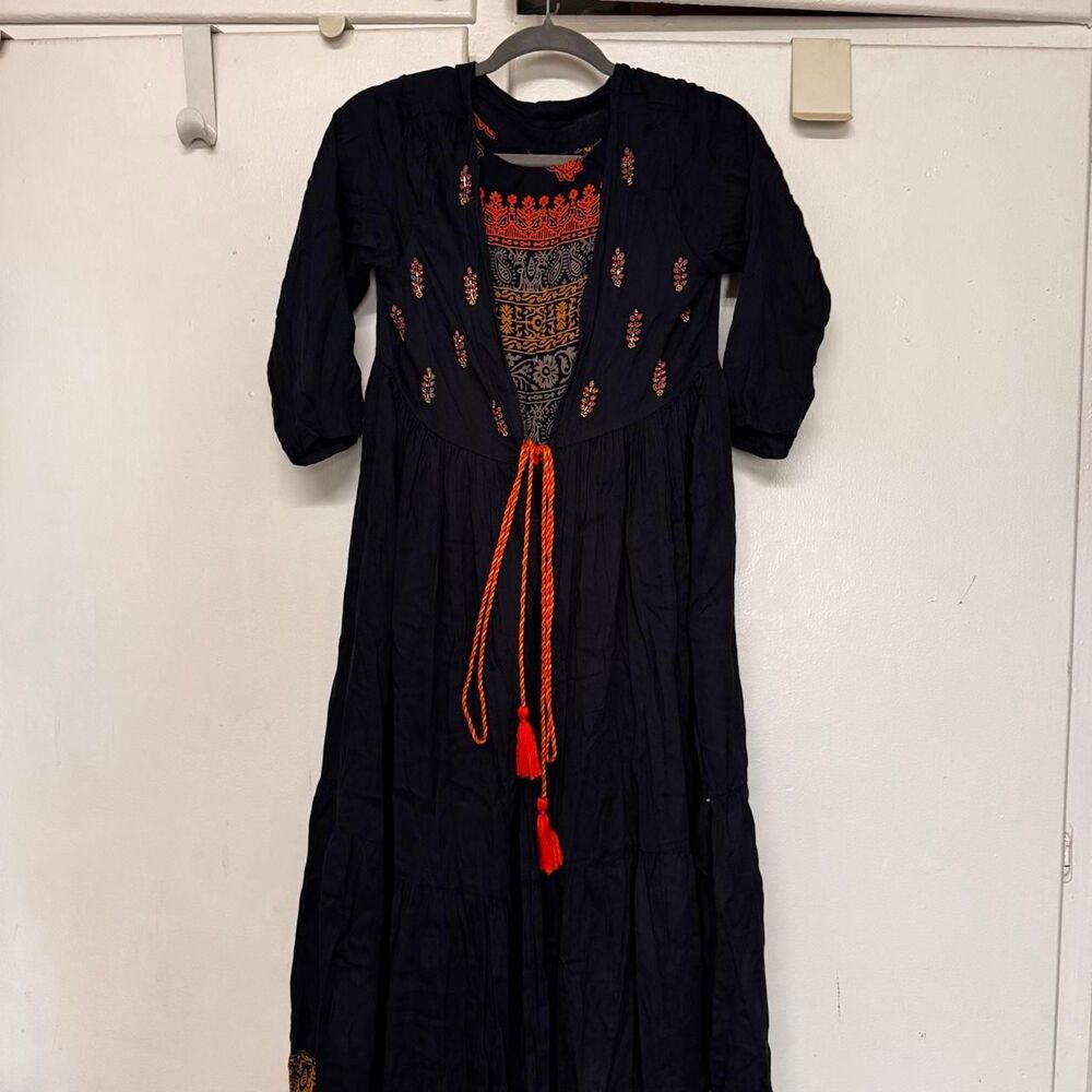 Black maxi dress with coat
